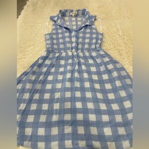 Monteau Blue and White Plaid Kids Dress